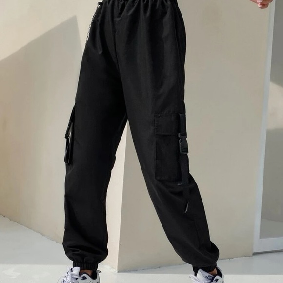 Black Cargo Pants Chain Grunge Small Y2k SHEIN - Picture 3 of 3